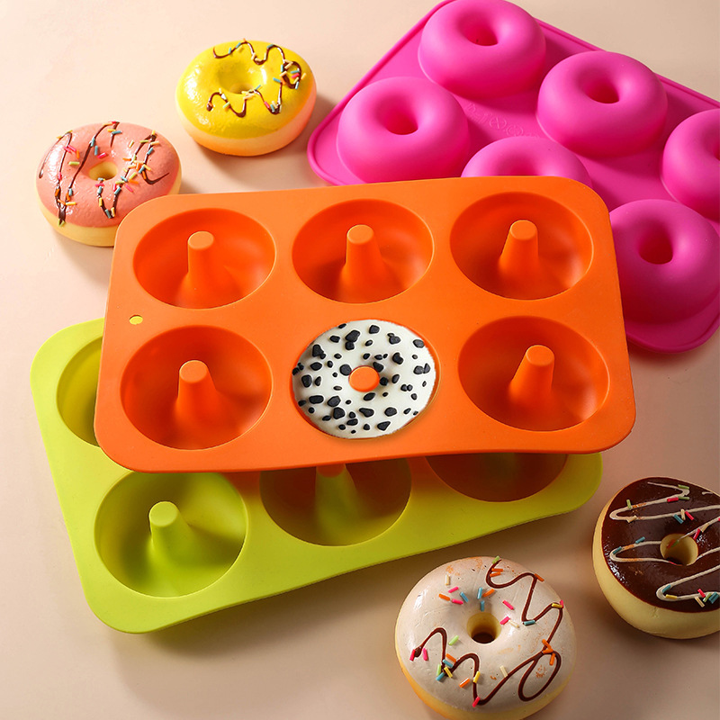 Khuôn donut silicone - Bộ bánh donut silicon không dính, chỉ cần pop! Chốngnhiệt, làm bánh bánh quy bánh rán hoàn hảo, BPA miễn phí, máy rửa chén an toàn