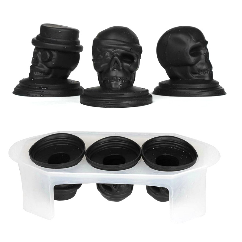 Khuôn khối băng Sọ 3D cực lớn - Khuôn băng silicone linh hoạt - khay đá sọ với - khuôn silicon skull đểnướng, sô cô la, kẹo vànhựa